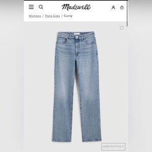 Madewell Curvy 90s Straight Jeans Size 27 High Rise